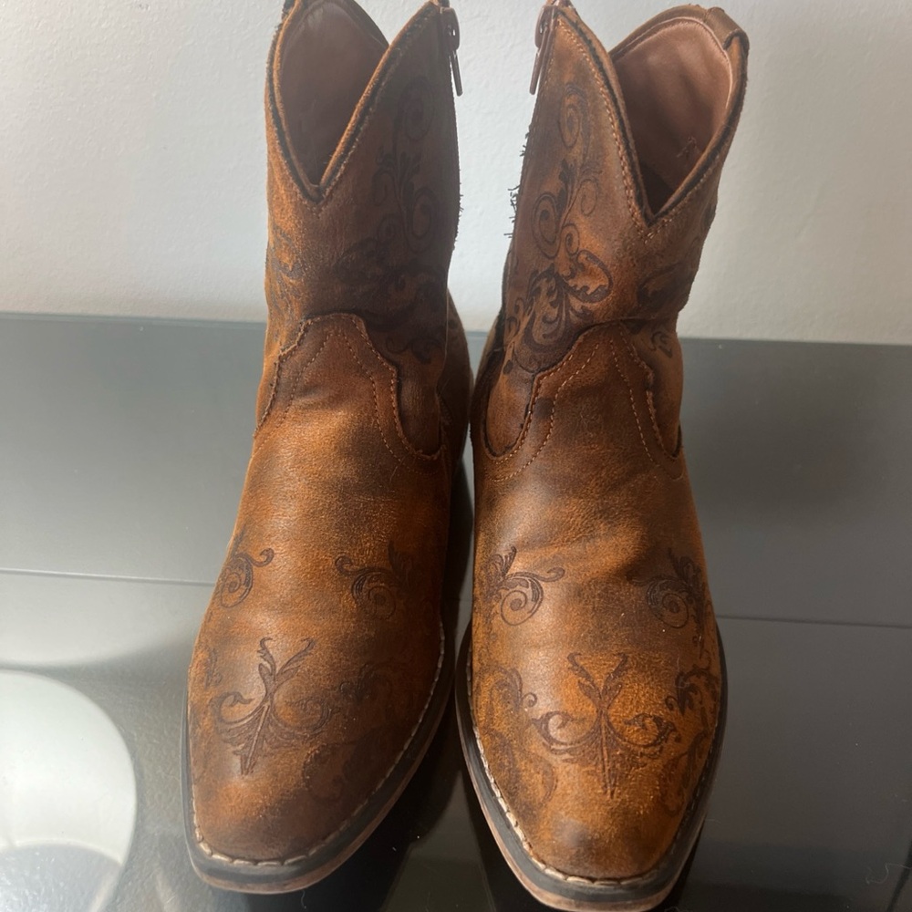 Roper Tan Leather Cowboy Boots Size 7.5 - Picture 6 of 7